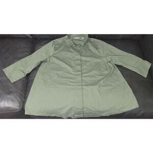 Martha Stewart Army Green Button Up Top Sz L| Minimalist Business Casual Travel